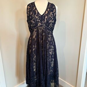 Elegant Navy Lace Dress